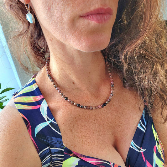 Collier en Rhodonite