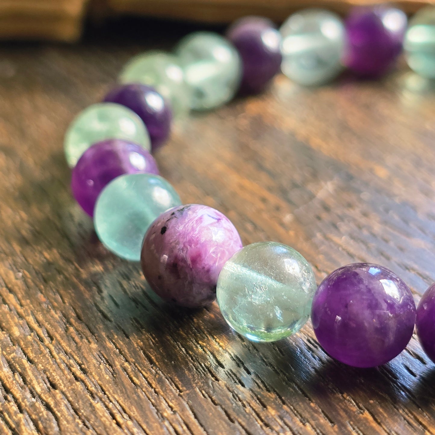Bracelet Ether - Eveil spirituel - Améthyste, Fluorite et Charoïte