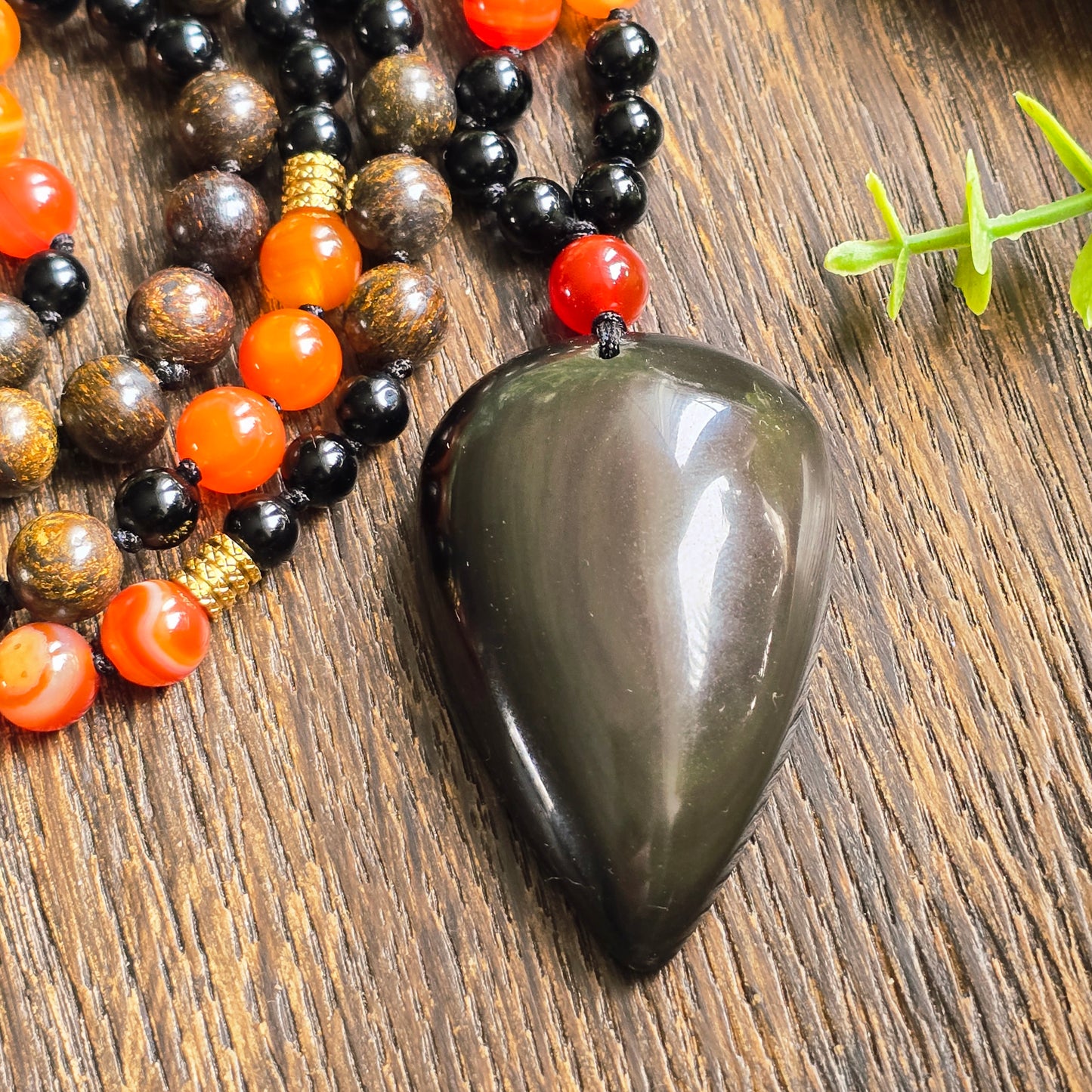 Mala Feu - Force vitale - Obsidienne noire, Cornaline et Bronzite