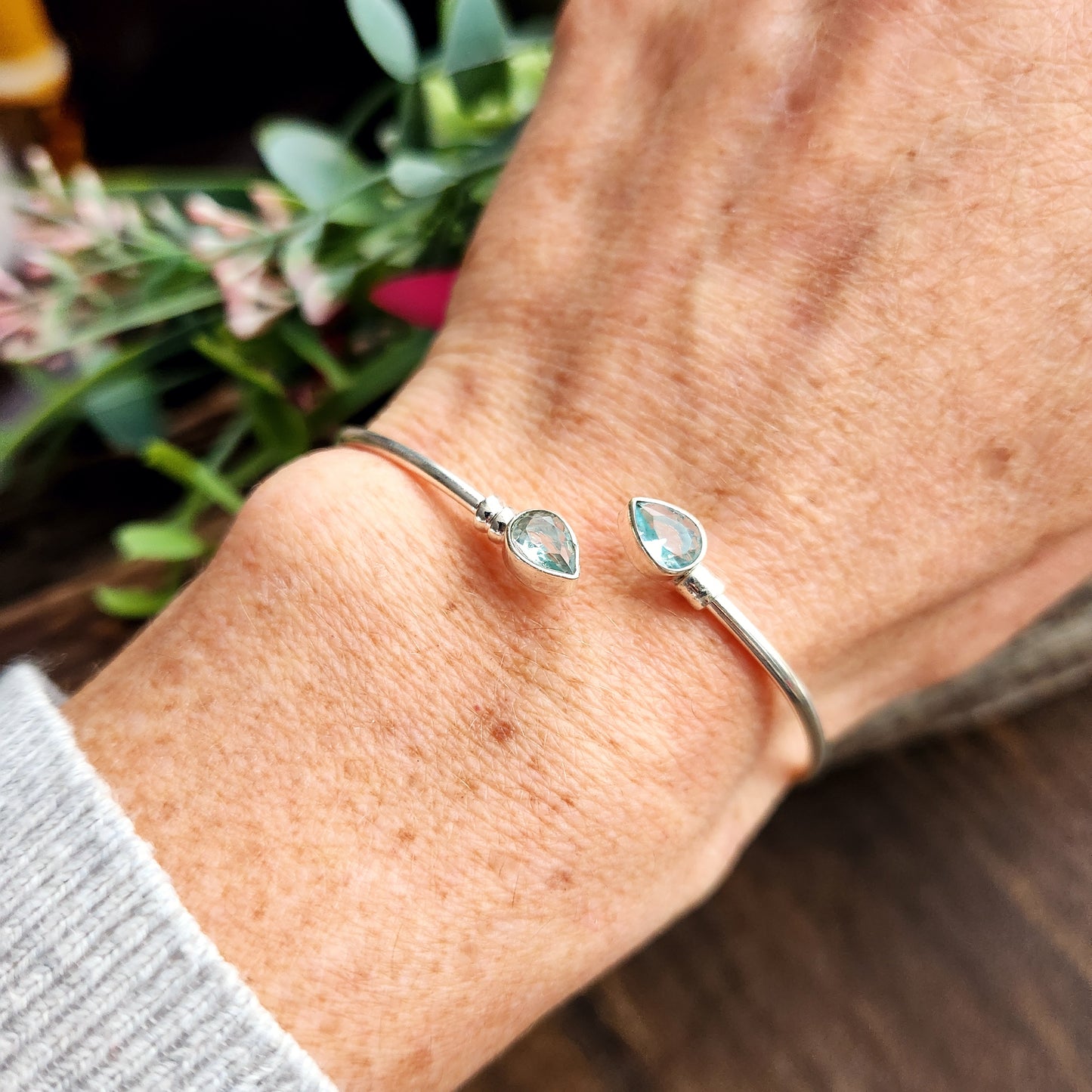 Jonc en Aigue Marine - Argent 925