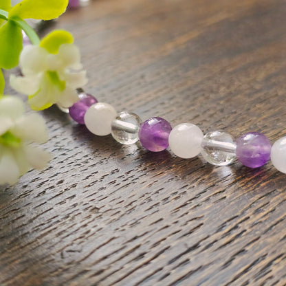 Collier en Quartz rose / Améthyste / Cristal de roche