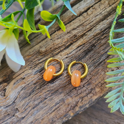 Boucles d'oreilles dorées en Cornaline - Donuts