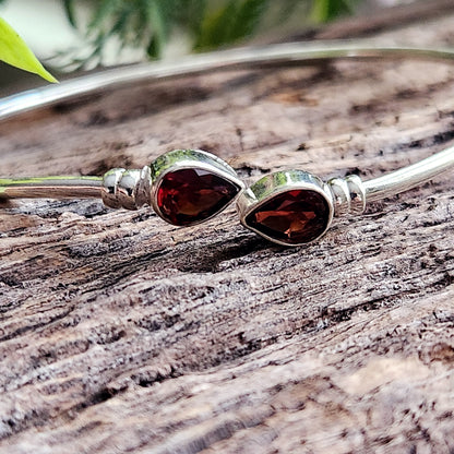 Jonc en Grenat rouge - Argent 925