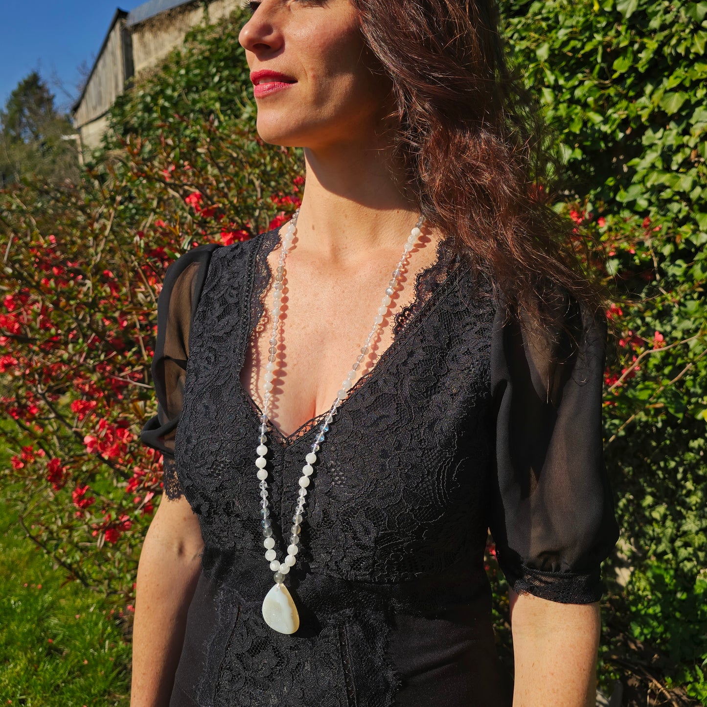 Mala Air - Paix intérieure - Pierre de lune, Labradorite et Cristal de roche - Agate cristallisée