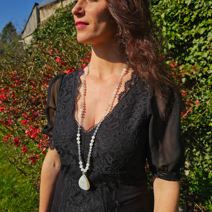 Mala Air - Paix intérieure - Pierre de lune, Labradorite et Cristal de roche - Agate cristallisée