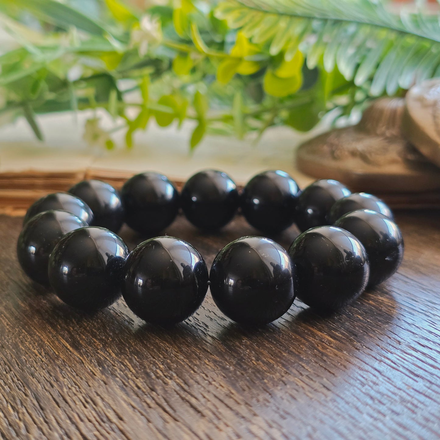 Bracelet en Obsidienne noire - 12 mm