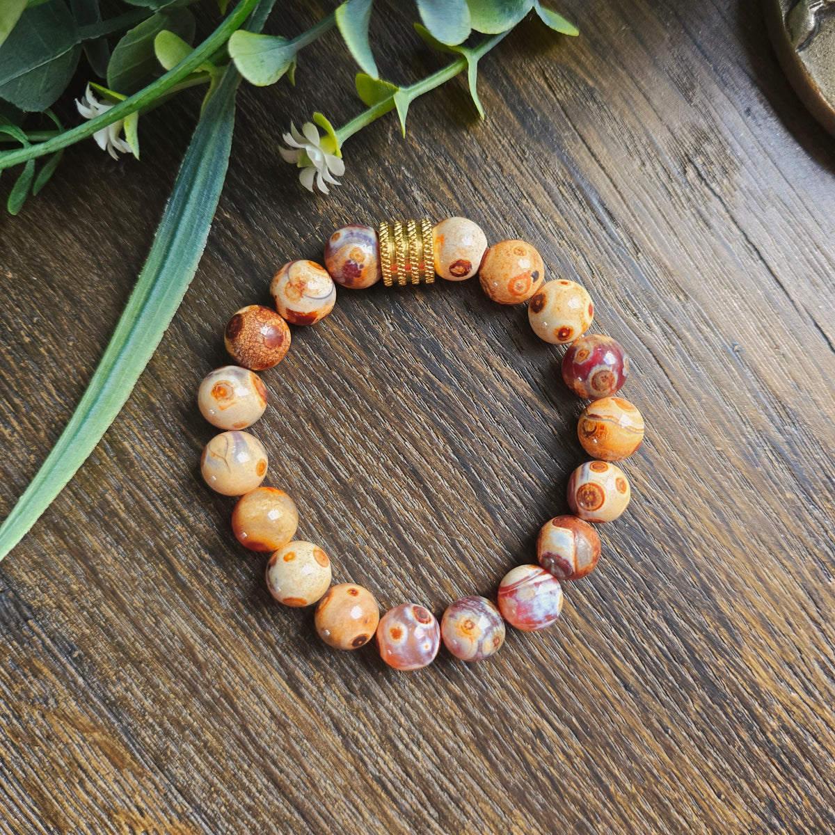 Bracelet en Agate Dzi à oeil - 10mm