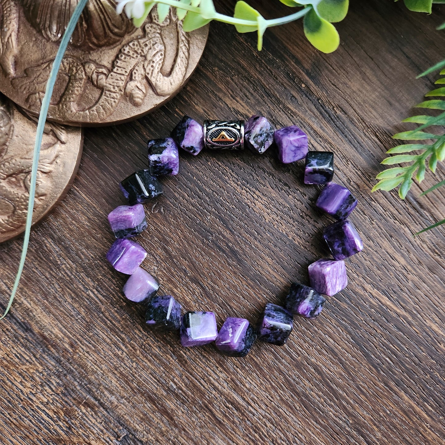 Bracelet en Charoïte - 8mm cubes