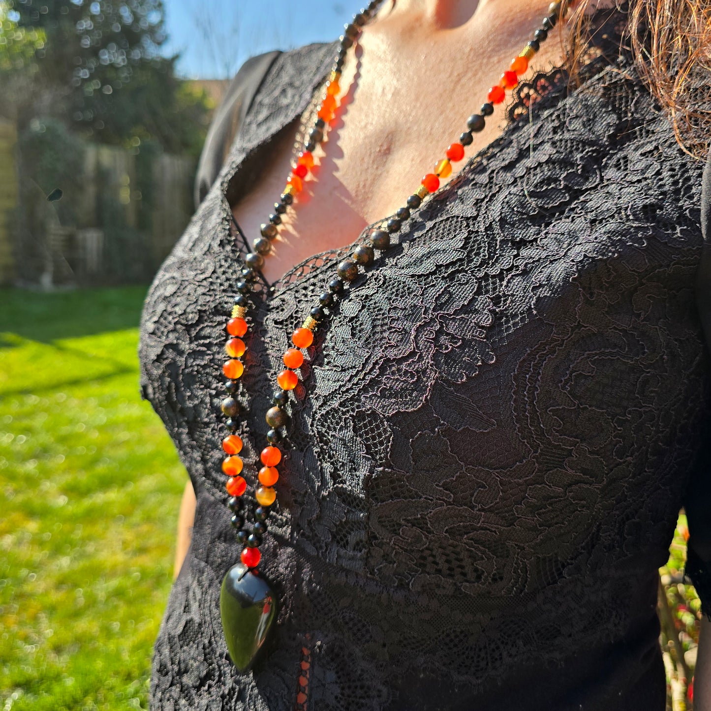 Mala Feu - Force vitale - Obsidienne noire, Cornaline et Bronzite