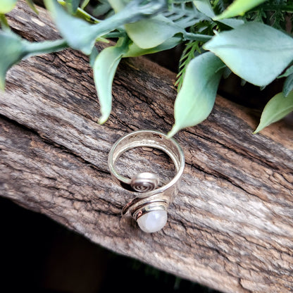 Bague réglable - Pierre de lune - Argent  925