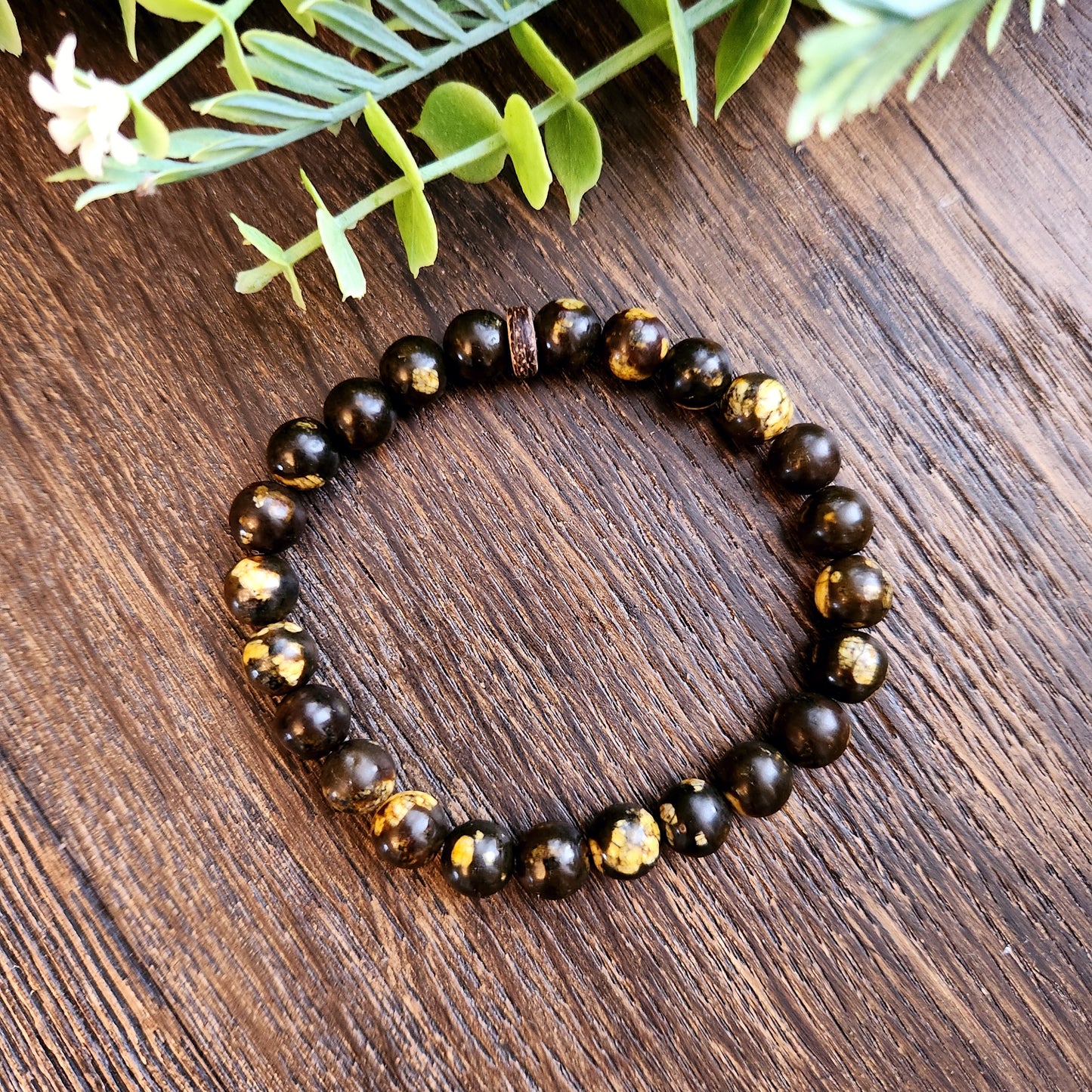 Bracelet en Jaspe brun et jaune - 8mm