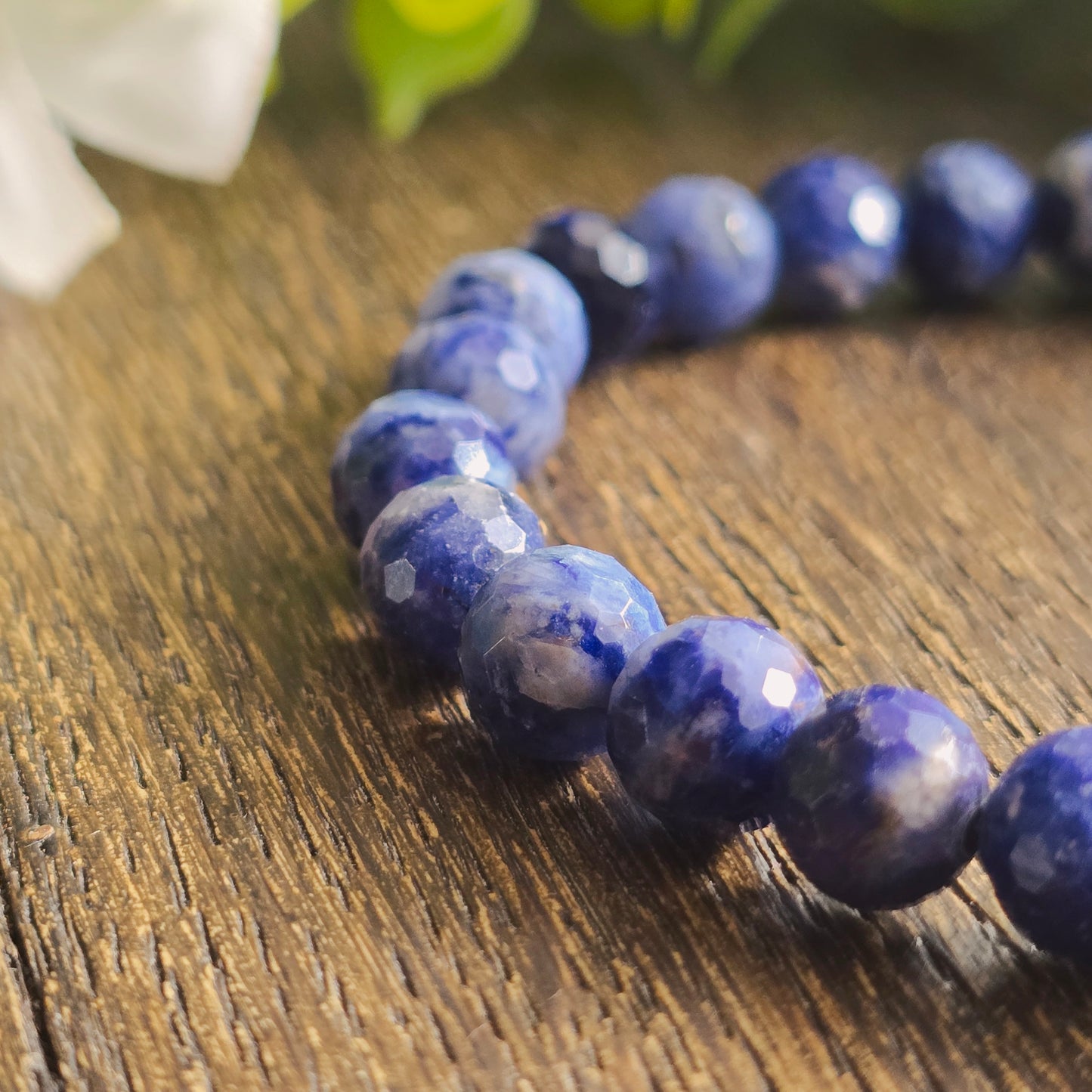 Bracelet en Sodalite - perles facettées - 8mm