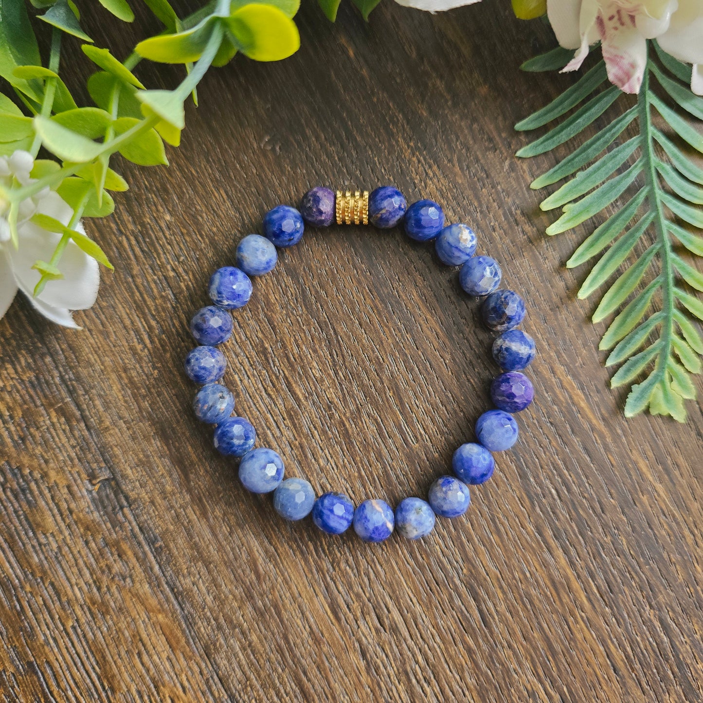 Bracelet en Sodalite - perles facettées - 8mm