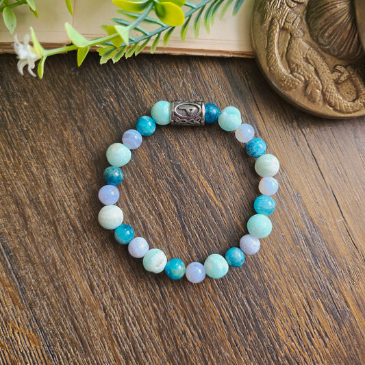 Bracelet Eau - Harmonie émotionnelle - Aragonite, Apatite bleue et Calcédoine