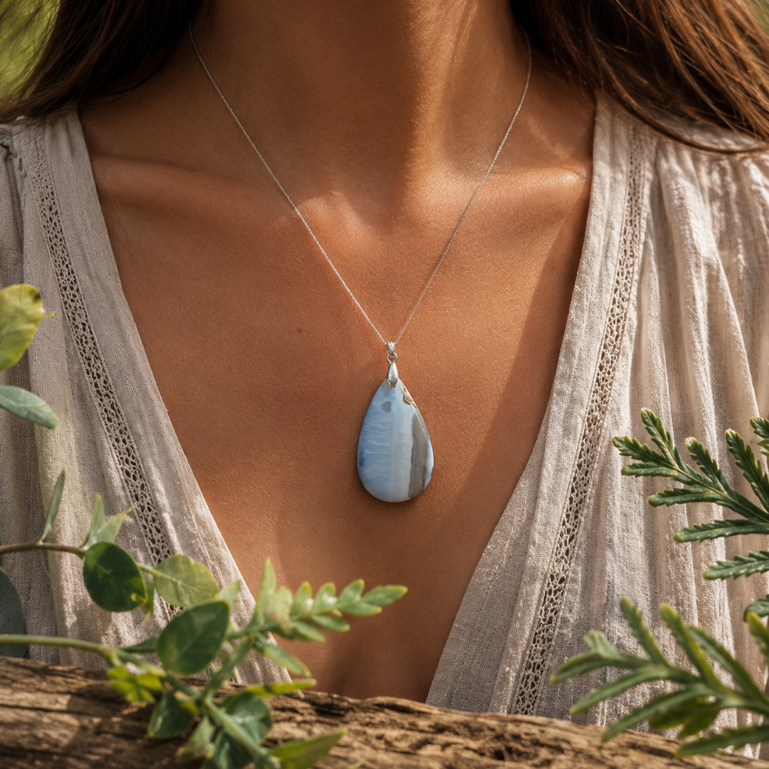 Pendentif en Opale bleue owyhee - n°2
