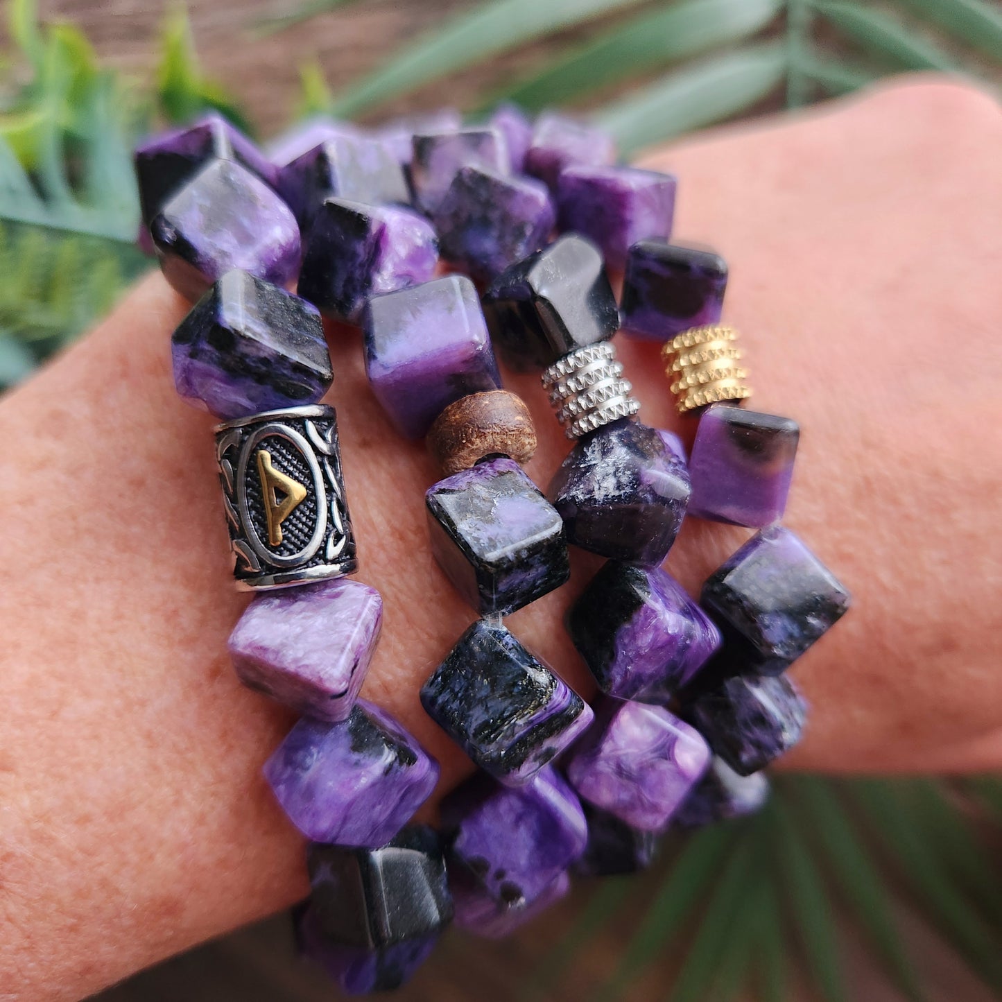 Bracelet en Charoïte - 8mm cubes