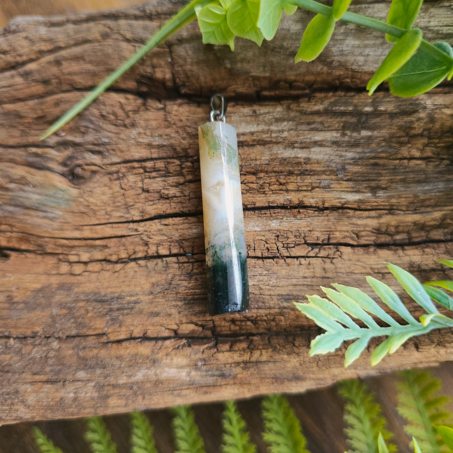 Pendentif Totem en Agate mousse - n°3