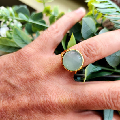 Bague réglable "Dorée" - Aigue marine - Argent plaqué or 925