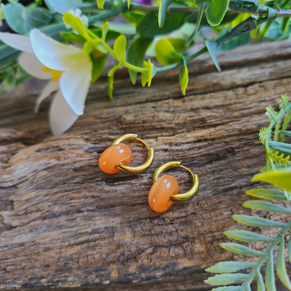 Boucles d'oreilles dorées en Cornaline - Donuts
