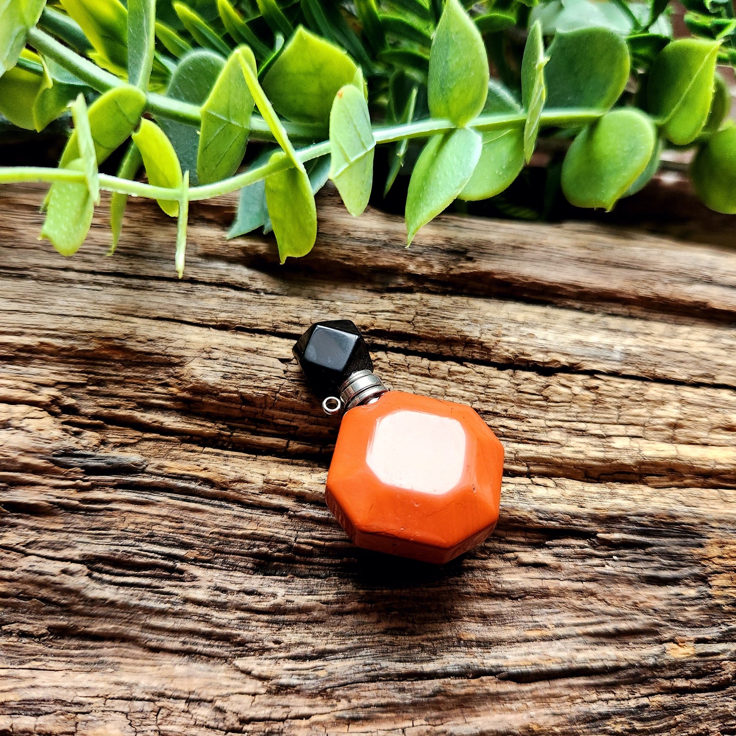 Fiole de parfum Jaspe rouge / Obsidienne noire n°2