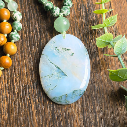 Mala Terre - Ancrage profond - Agate arbre, Bois fossile et Aventurine verte