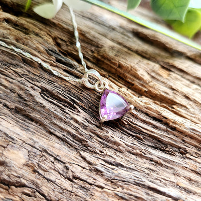 Pendentif en Améthyste facettée + chaîne Argent