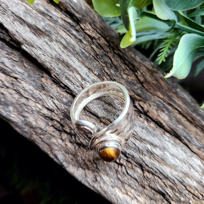 Bague réglable - Oeil de tigre - Argent  925