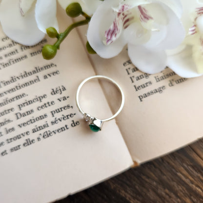 Bague réglable Vénus - Onyx vert - Argent 925