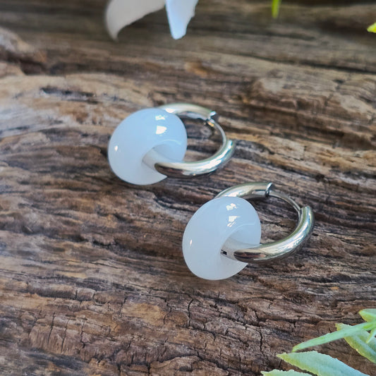 Boucles d'oreilles en Quartz blanc - Donuts