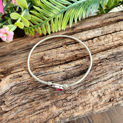 Jonc en Grenat rose - Argent 925