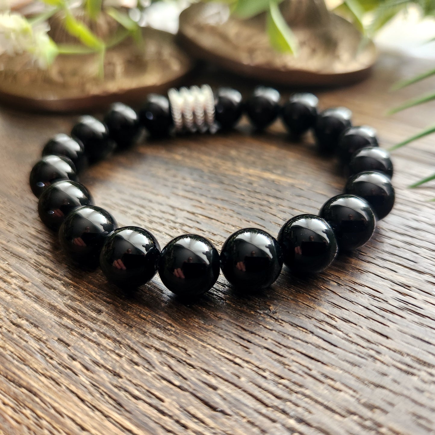 Bracelet en Obsidienne noire - 10mm