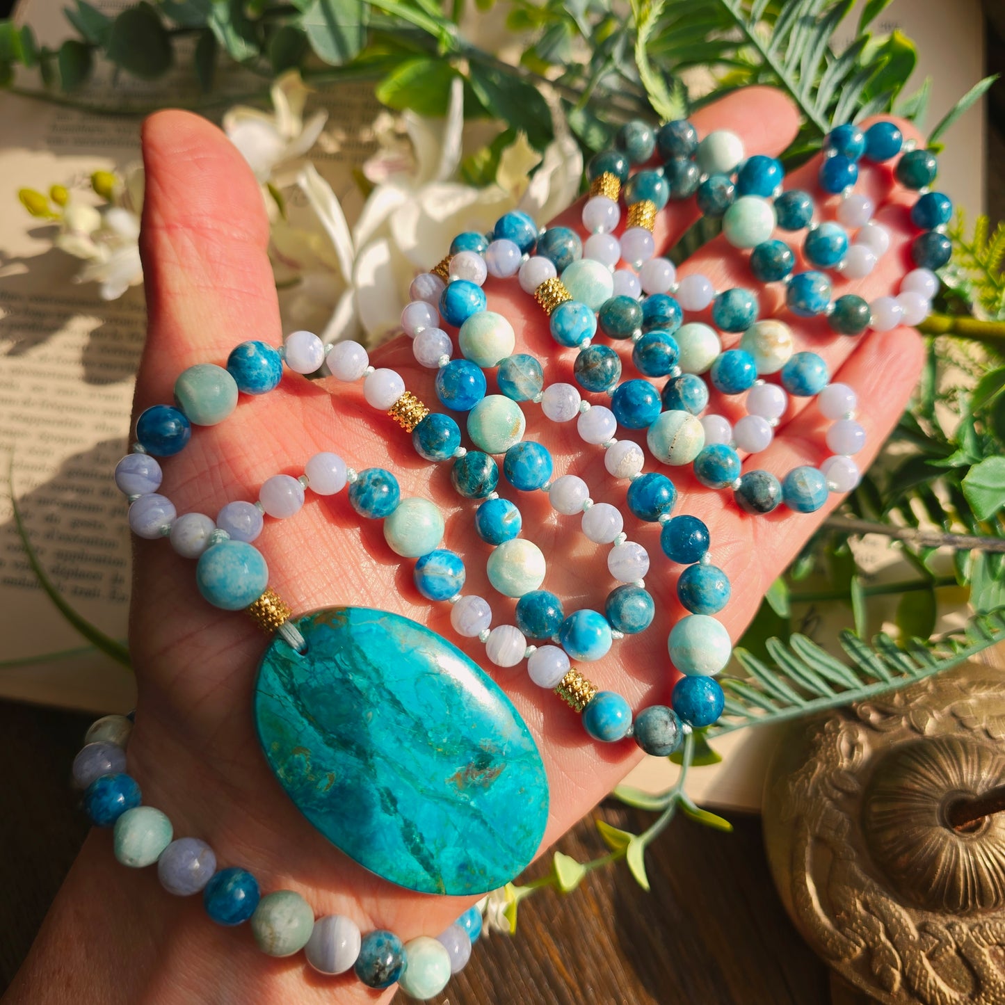 Mala Eau - Harmonie émotionnelle - Cacédoine, Apatite bleue et Aragonite bleue - Shattuckite n°1