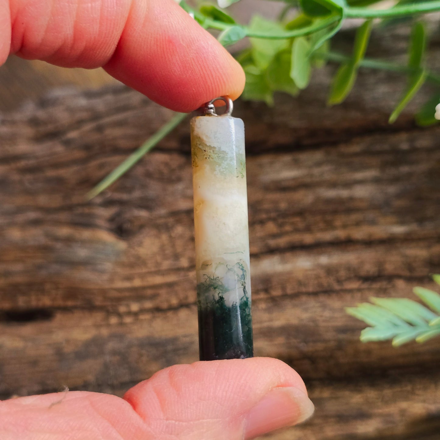 Pendentif Totem en Agate mousse - n°3