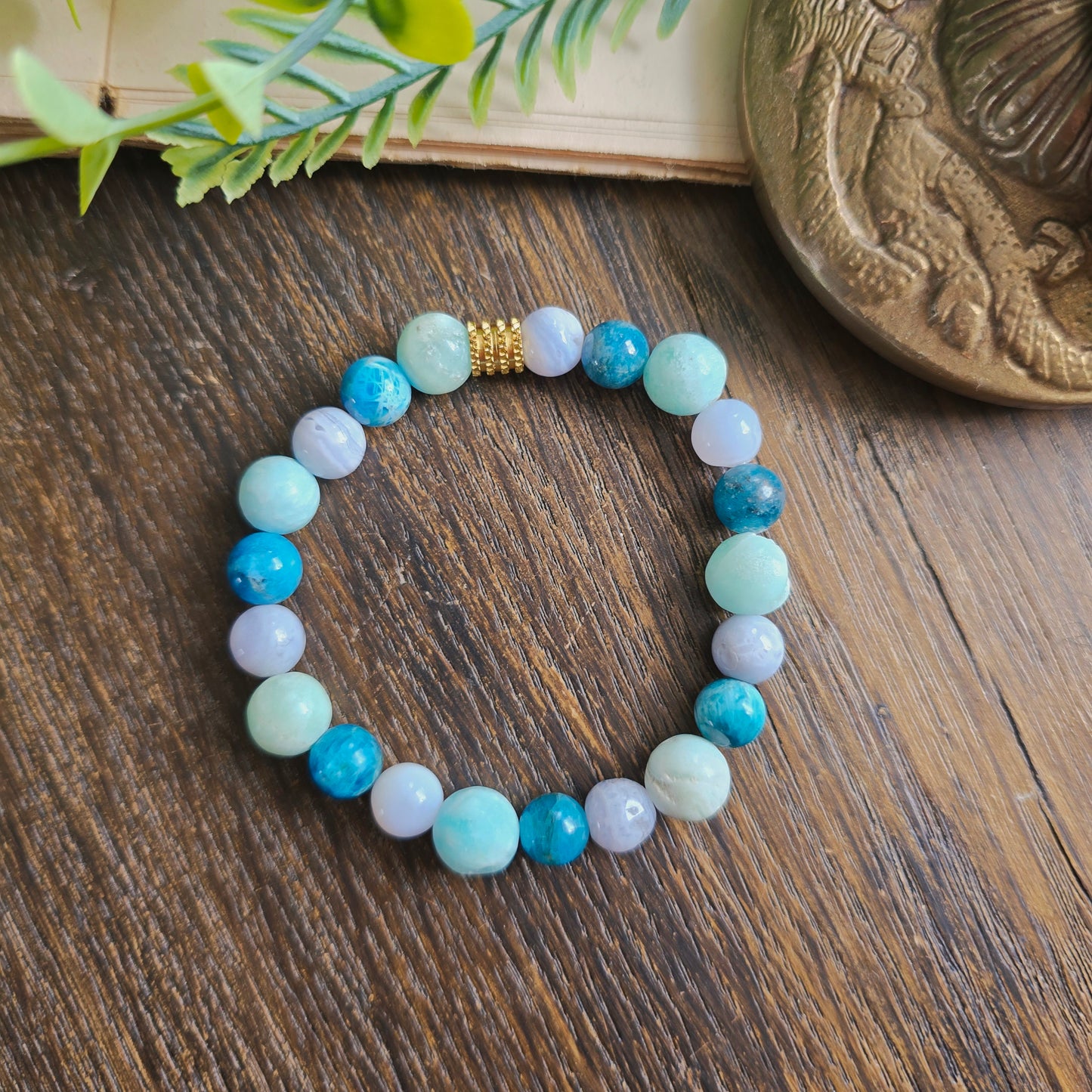 Bracelet Eau - Harmonie émotionnelle - Aragonite, Apatite bleue et Calcédoine