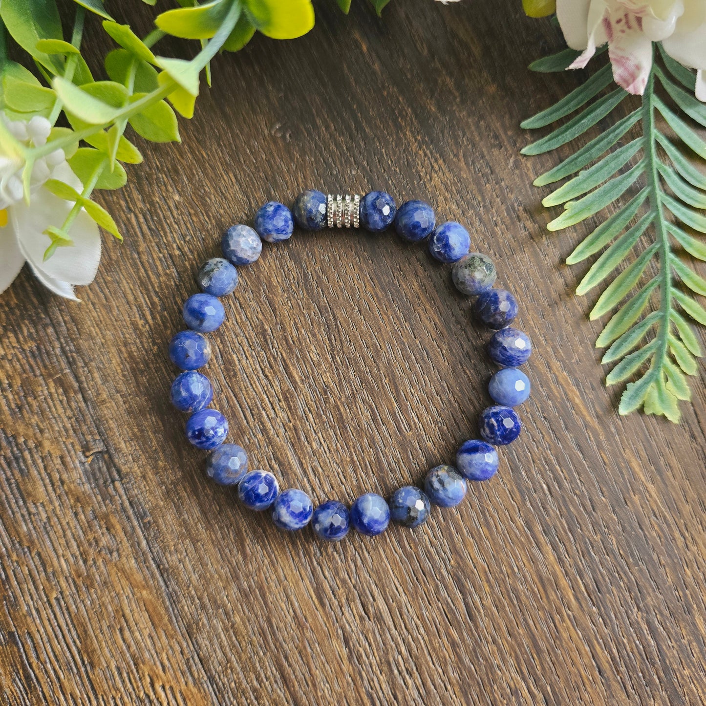 Bracelet en Sodalite - perles facettées - 8mm