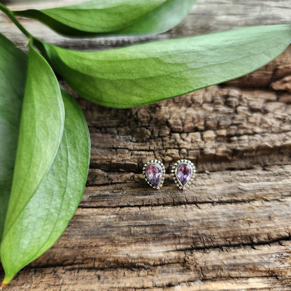 Boucles d'oreilles en Améthyste - Clous - Argent 925