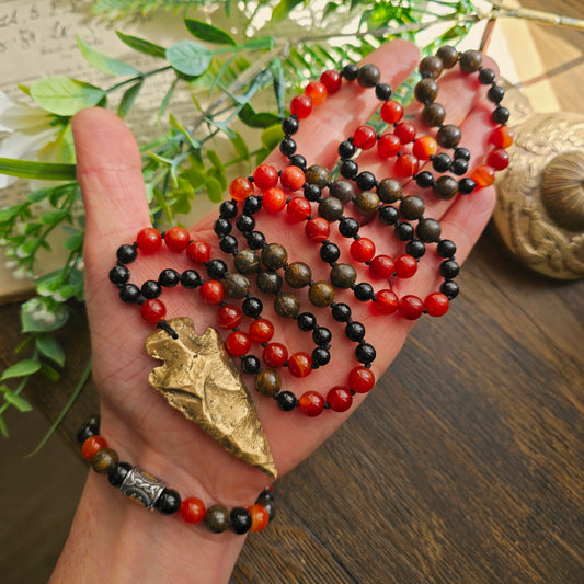 Mala Feu - Force vitale - Cornaline, Obsidienne noire et Bronzite - n°2