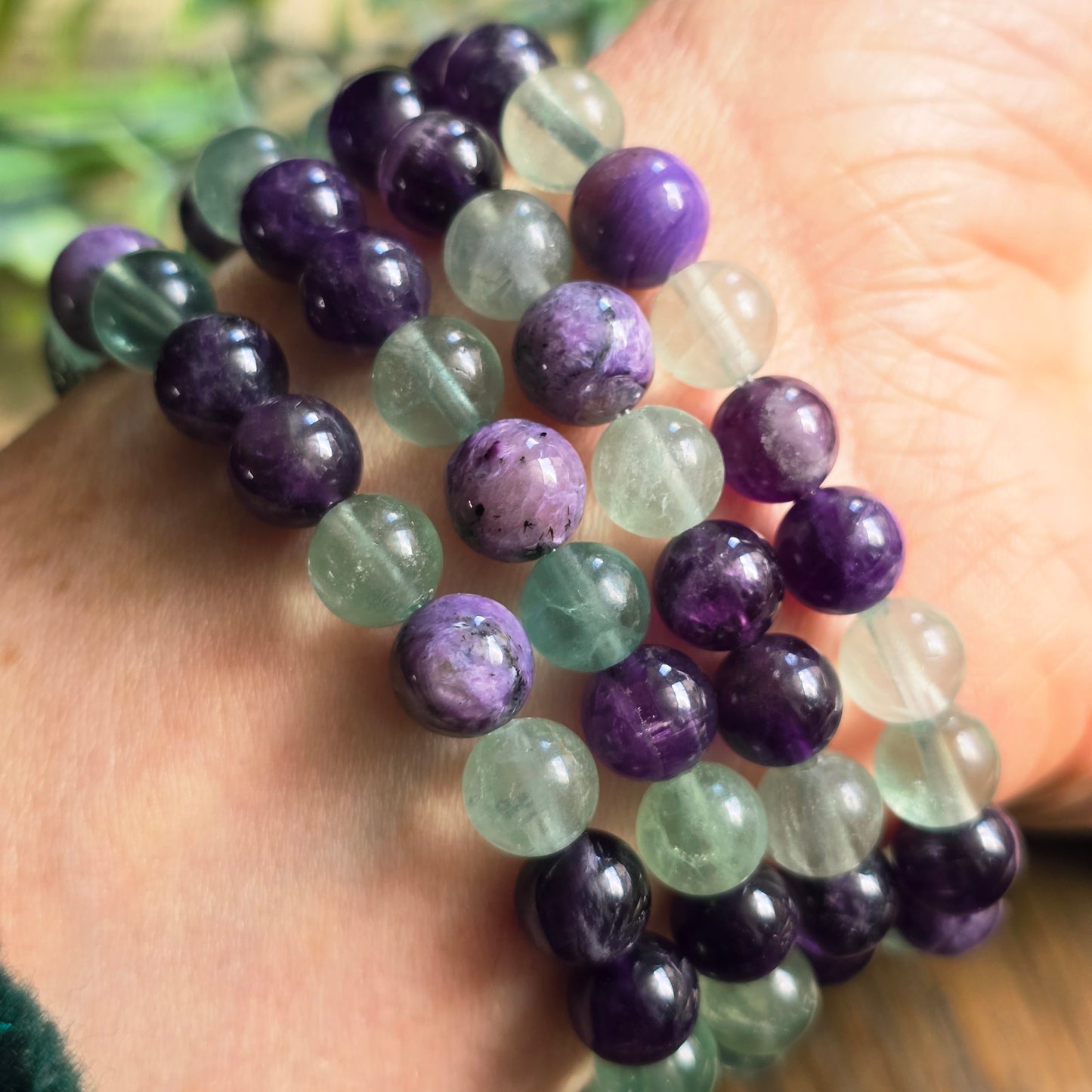 Bracelet Ether - Eveil spirituel - Améthyste, Fluorite et Charoïte
