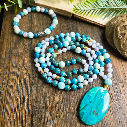 Mala Eau - Harmonie émotionnelle - Cacédoine, Apatite bleue et Aragonite bleue - Shattuckite n°1
