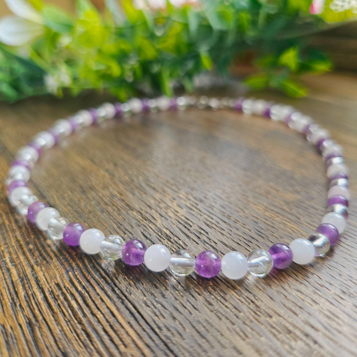 Collier en Quartz rose / Améthyste / Cristal de roche