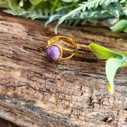 Bague réglable "Dorée" - Charoïte - Argent plaqué or 925