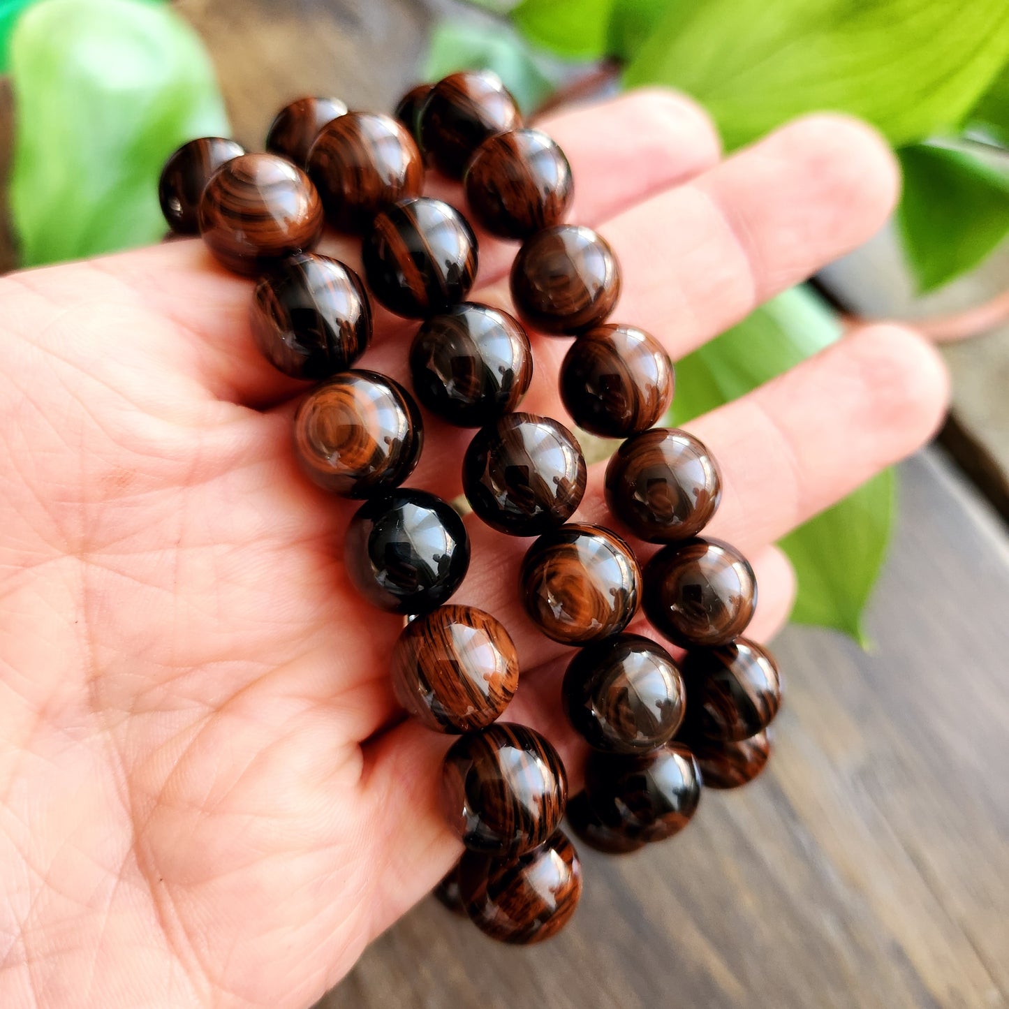 Bracelet en Obsidienne Acajou - 12mm