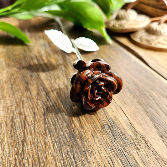 Rose en Obsidienne acajou