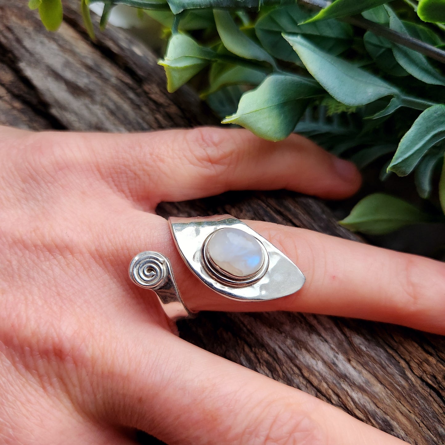 Bague réglable - Pierre de lune - Argent  925