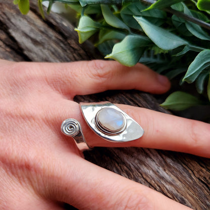 Bague réglable - Pierre de lune - Argent  925