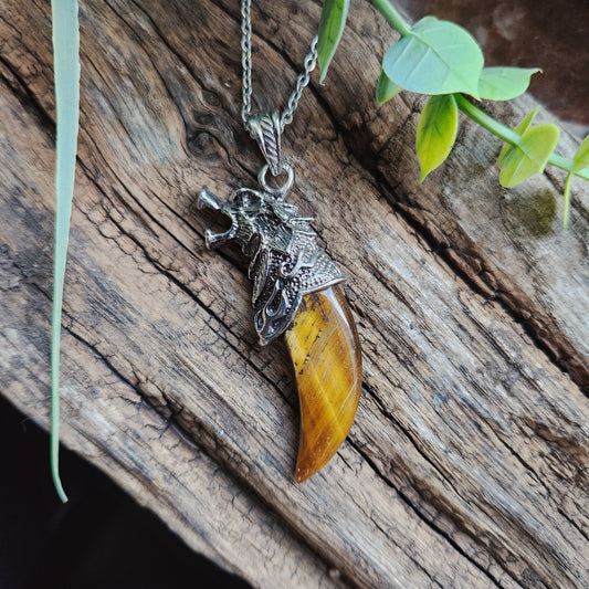 Pendentif Dent de loup en Œil de tigre