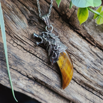 Pendentif Dent de loup en Œil de tigre