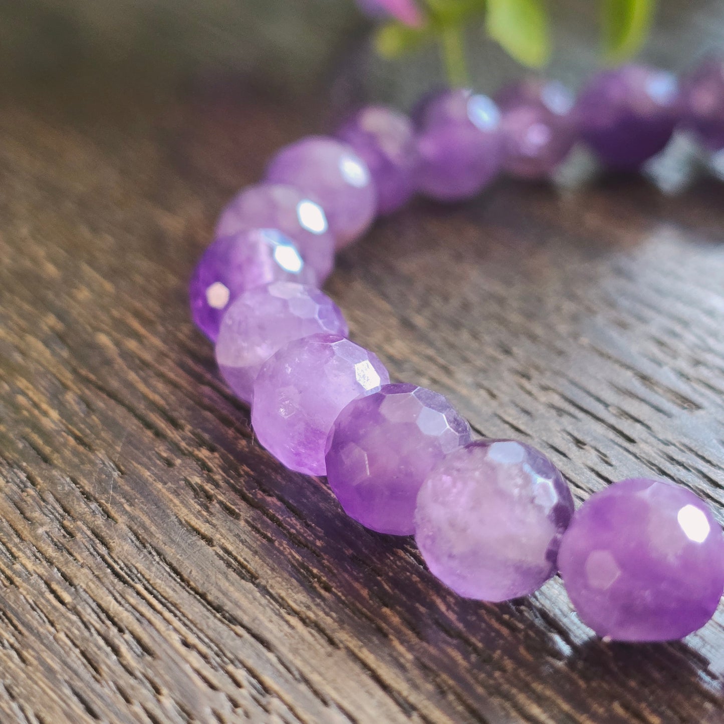 Bracelet en Améthyste - perles facettées - 8mm