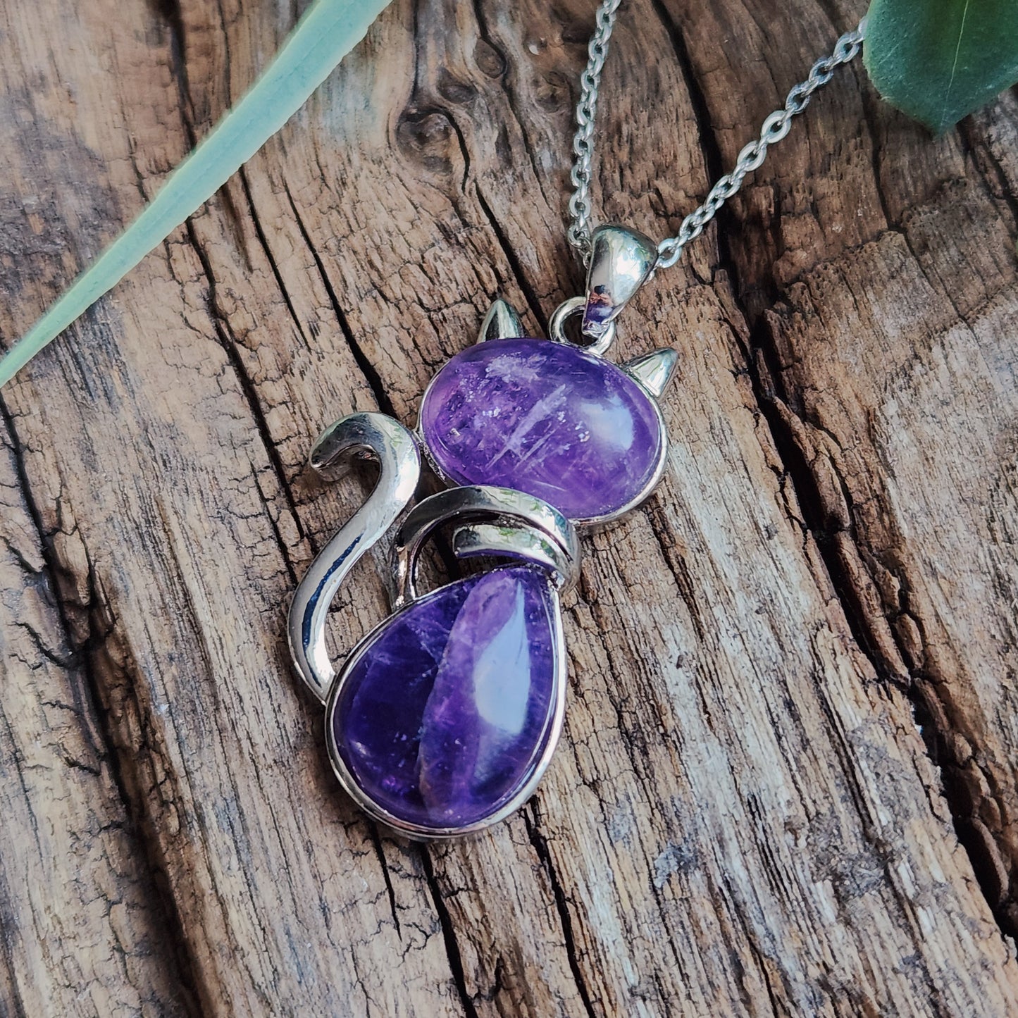 Pendentif chat en Améthyste