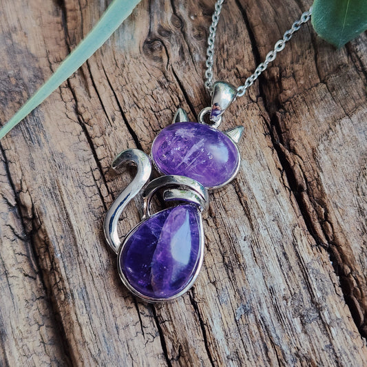 Pendentif chat en Améthyste
